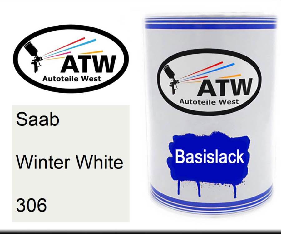 Saab, Winter White, 306: 500ml Lackdose, von ATW Autoteile West.